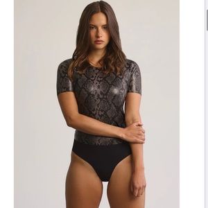 NWT Commando Faux Leather Animal Tee Bodysuit, S